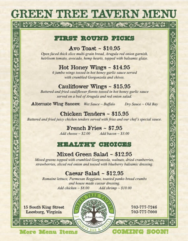 MENU Green Tree Tavern