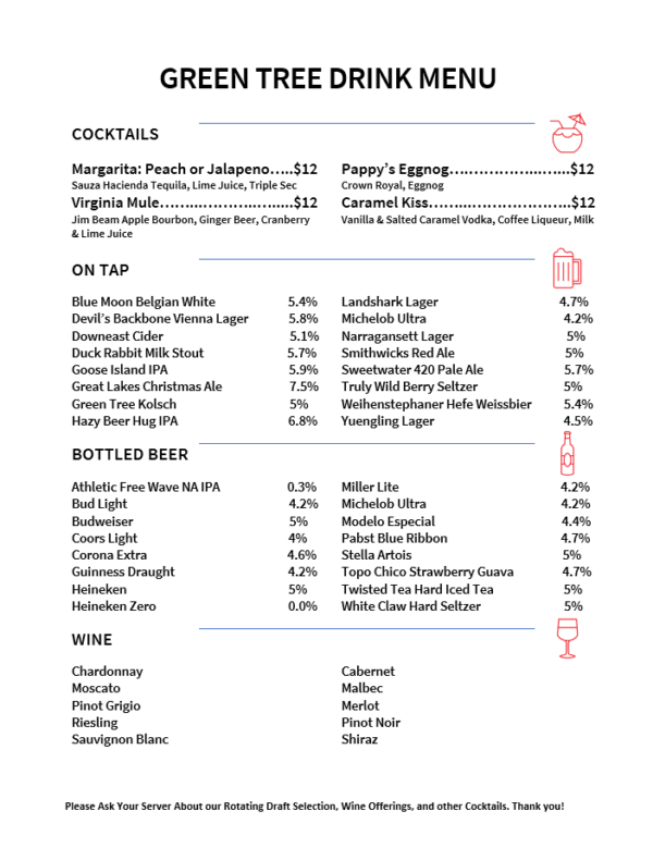 MENUS Green Tree Tavern