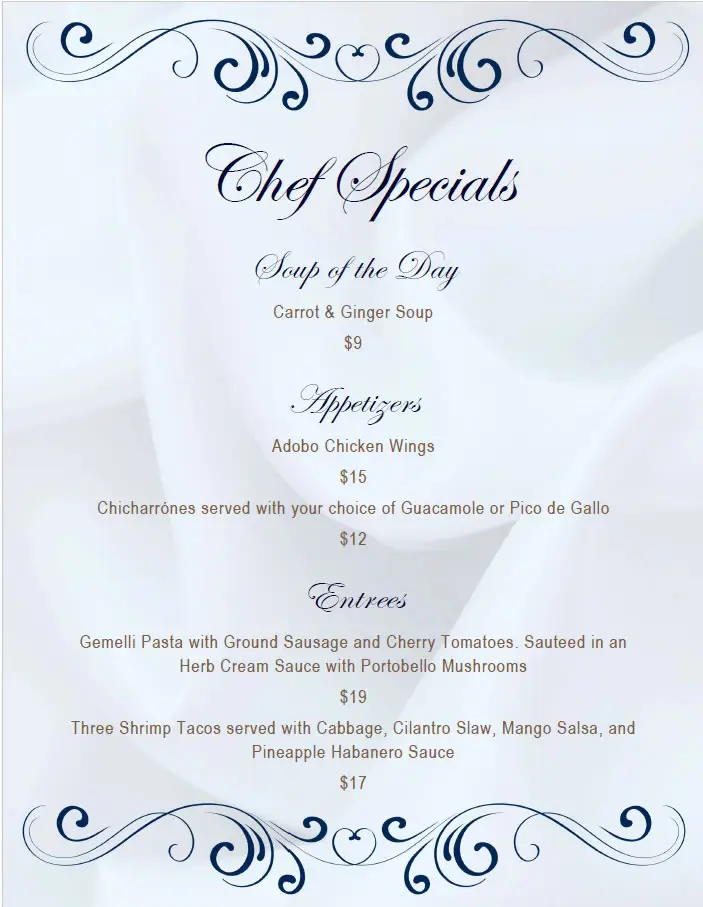 MENUS - Green Tree Tavern