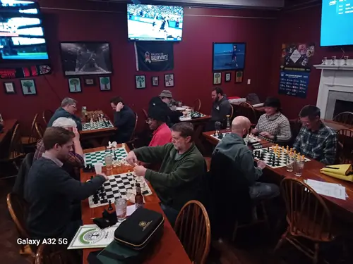 Playing Chess Indoors - Green Tree Tavern Restaurant on Monday Night
